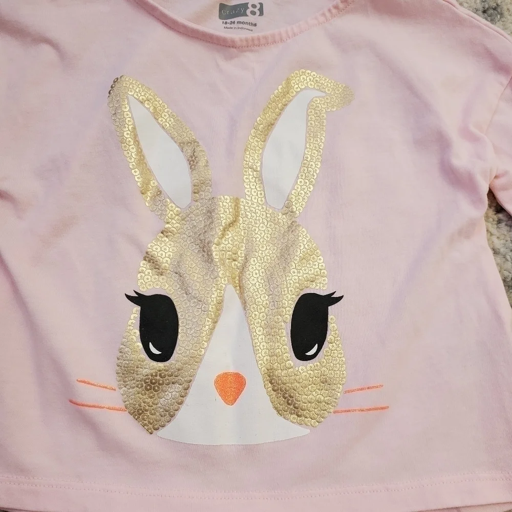 Crazy 8 Sweatshirt Rabbit Print Toddler 18-24M Pale Pink Top Easter‎
